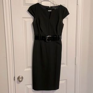 Black Antonio Melani Pin Stripe Dress with Belt